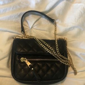 Crossbody Black purse with gold chain